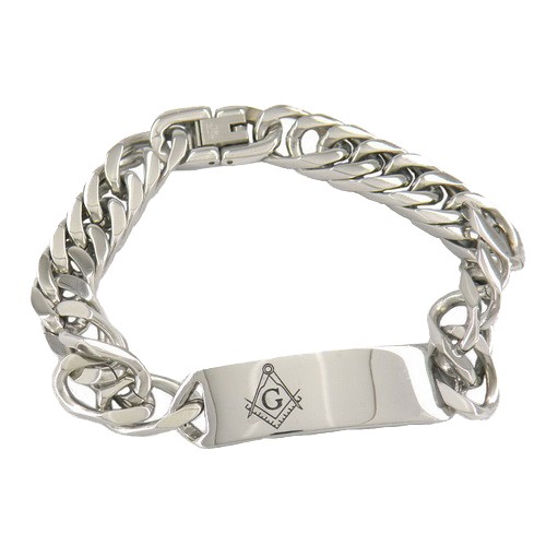 Engravable ID Freemason Bracelet / Stainless Steel...