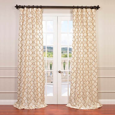 Tunisia Ivory Embroidered Faux Silk Curtain