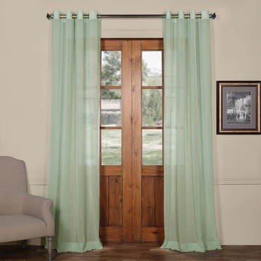 Rio Sky Grommet Solid Faux Linen Sheer Curtain