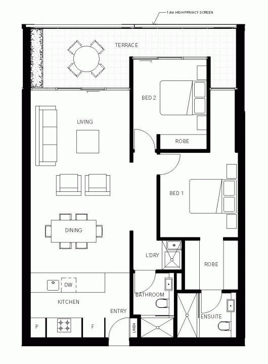 Floor Plan for 969 sq ft home. Could be smaller, b...
