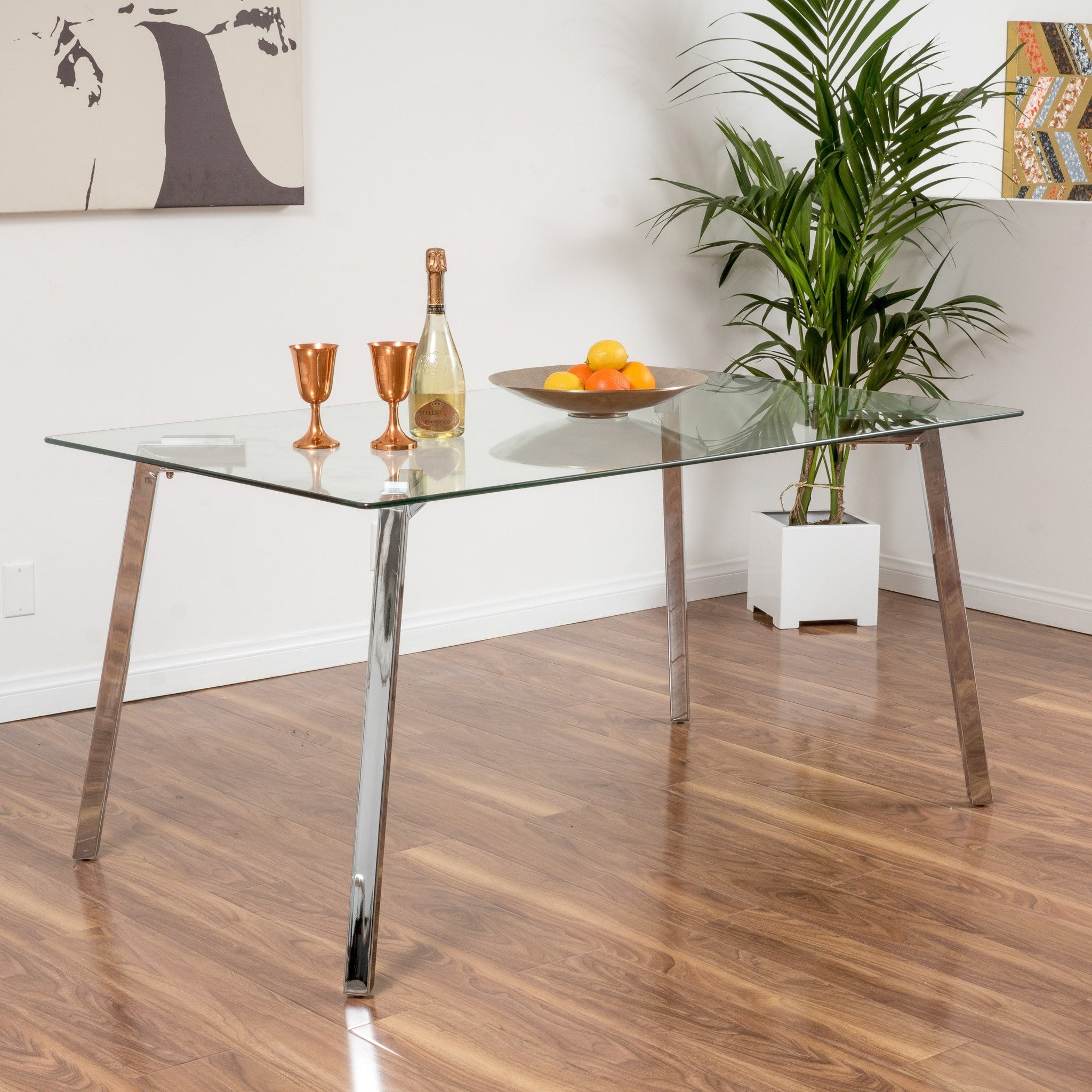 Everett Tempered Glass Rectangle Dining Table