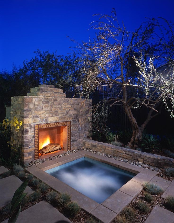 hot tub with fireplace! Great for a small backyard...