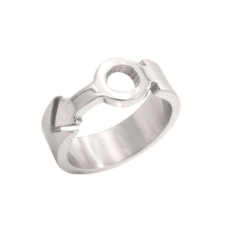 Mars Male Symbol Cut Out Sculpted Ring - Steel Gay...