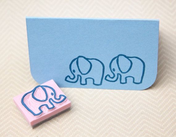 Baby Elephant Hand Carved Rubber Stamp for Acrylic...