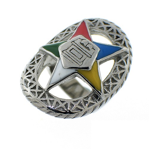 Order of the Eastern Star Ring - Silver Color Webb...