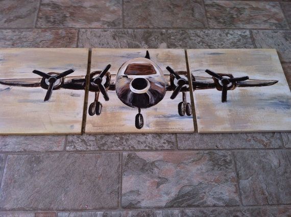 Airplane Painting, Acrylic on wood, Customize colo...