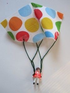 Paper napkin parachute. We used our mini princesse...