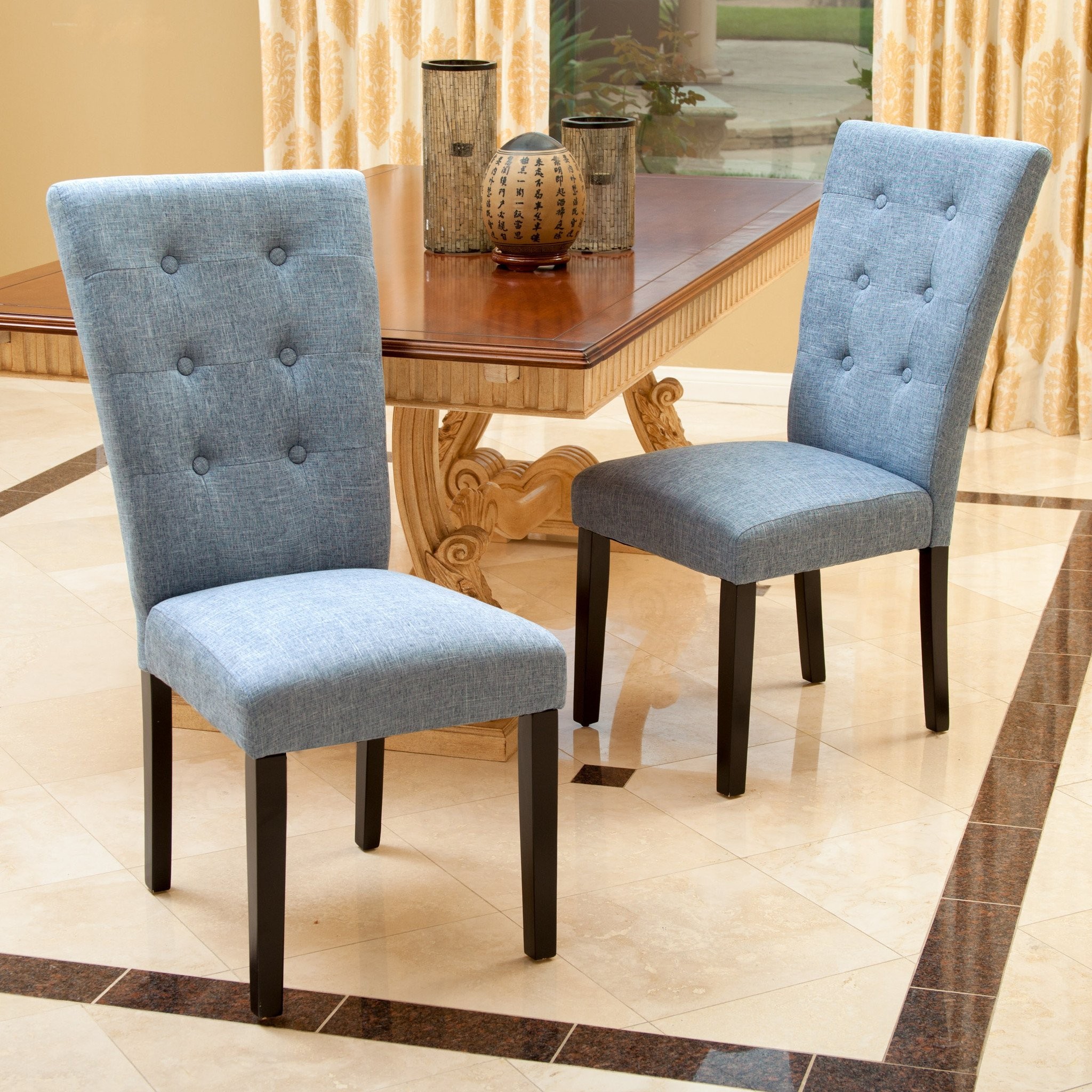Leighton Blue Denim Fabric Dining Chairs (Set of 2...
