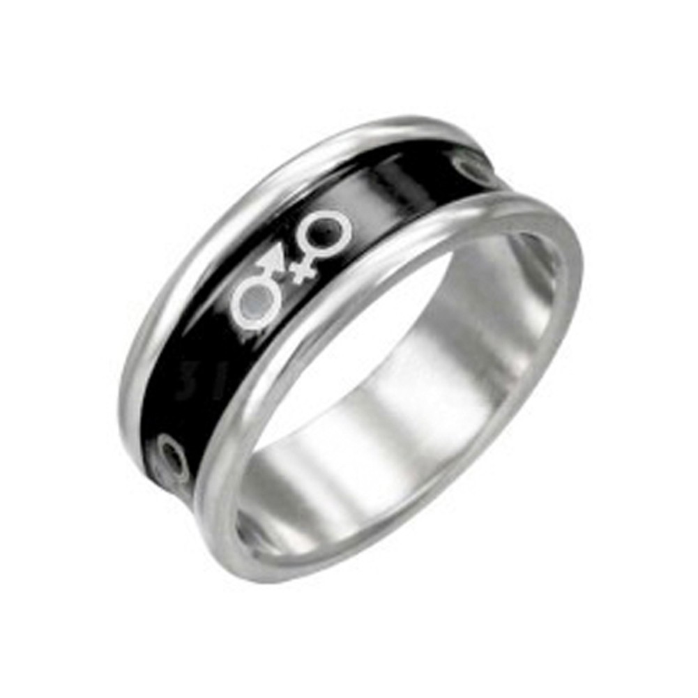 Male & Female Symbol Ring - Round Edge - Steel...