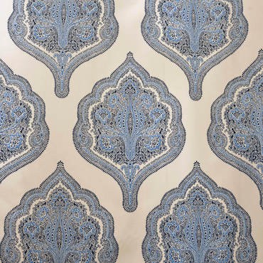 Arabesque Blue Printed Cotton Twill Fabric