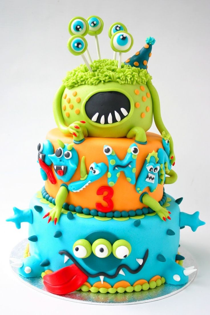 Awesome Monster Cake boys party birthday kids - Wi...