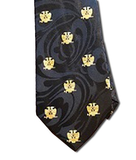 Scottish Rite Masonic Neck Tie - Black Background...