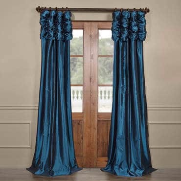 Azul Ruched Faux Solid Taffeta Curtain