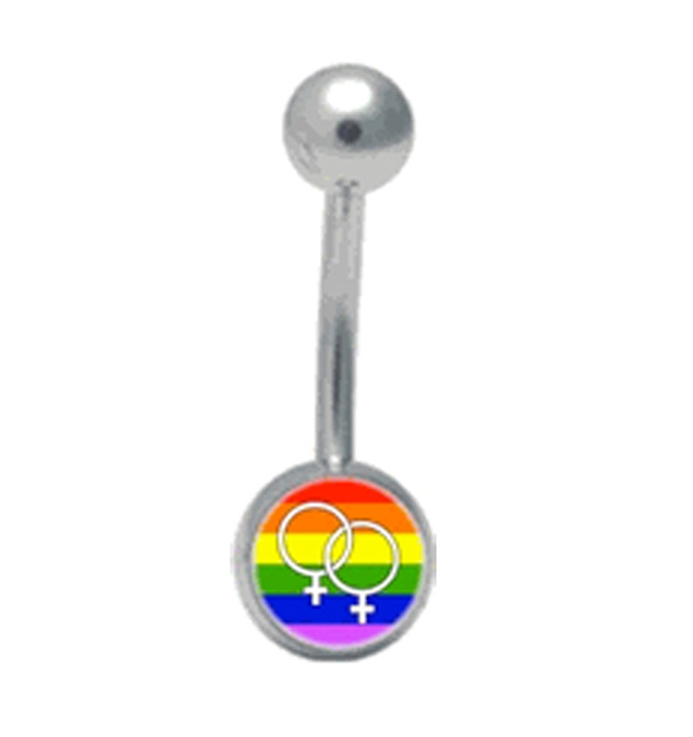 Rainbow Female Lesbian Pride Logo Navel / Belly Ri...