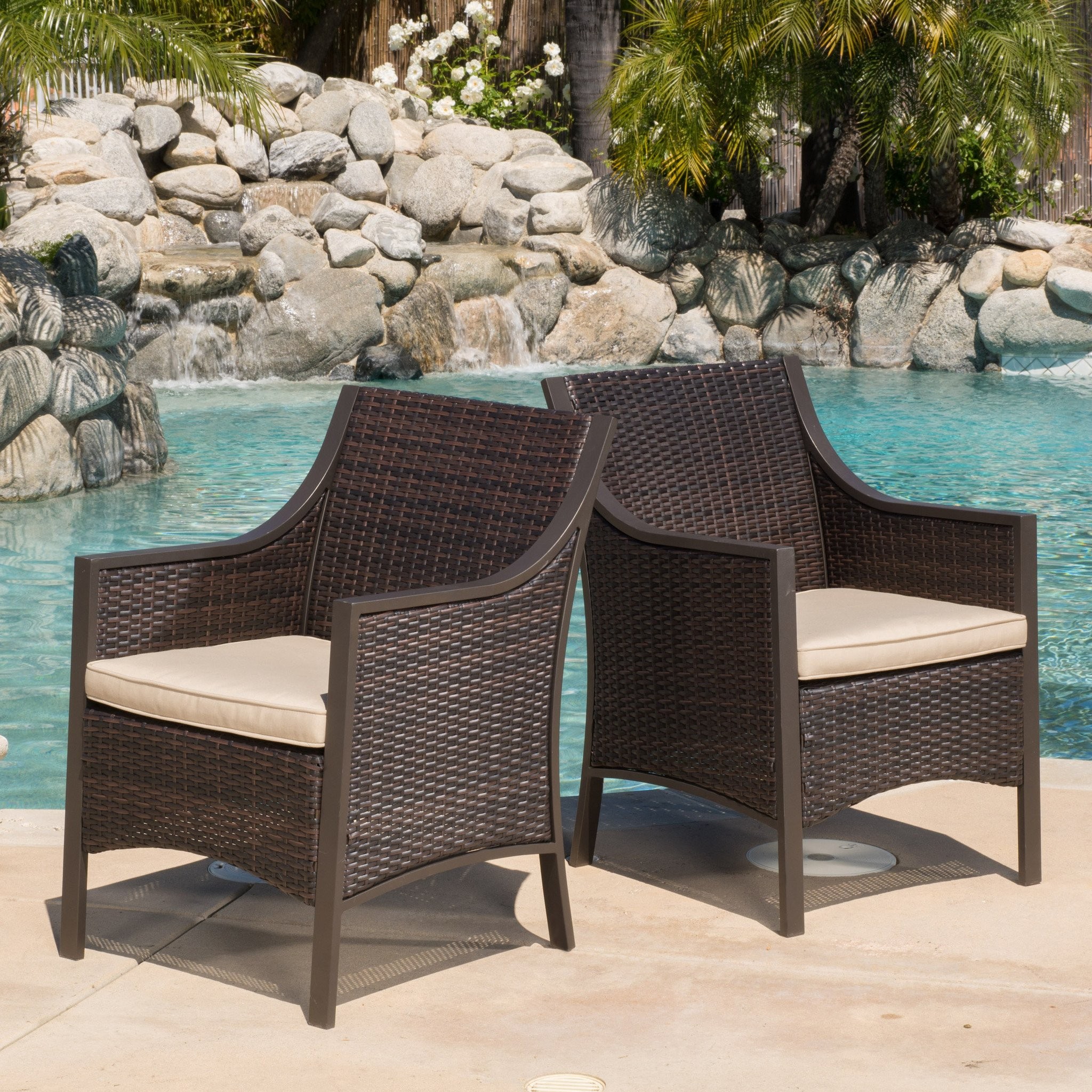 Orchard Outdoor Brown Wicker Dining Chair w/ Cushi...
