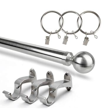 Ball Finial Extendable Rod Set - Brushed Nickel