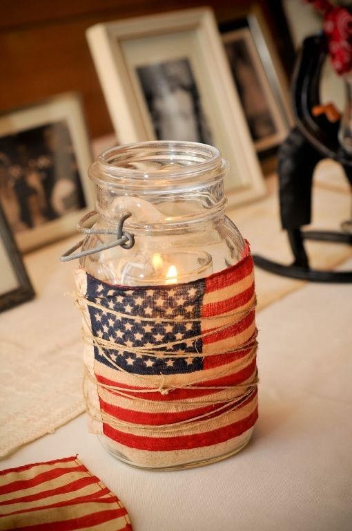 American Flag Party Lights...tea stain small flags...