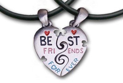Best Friends Forever (BFF) - 2 Pewter Pendants wit...