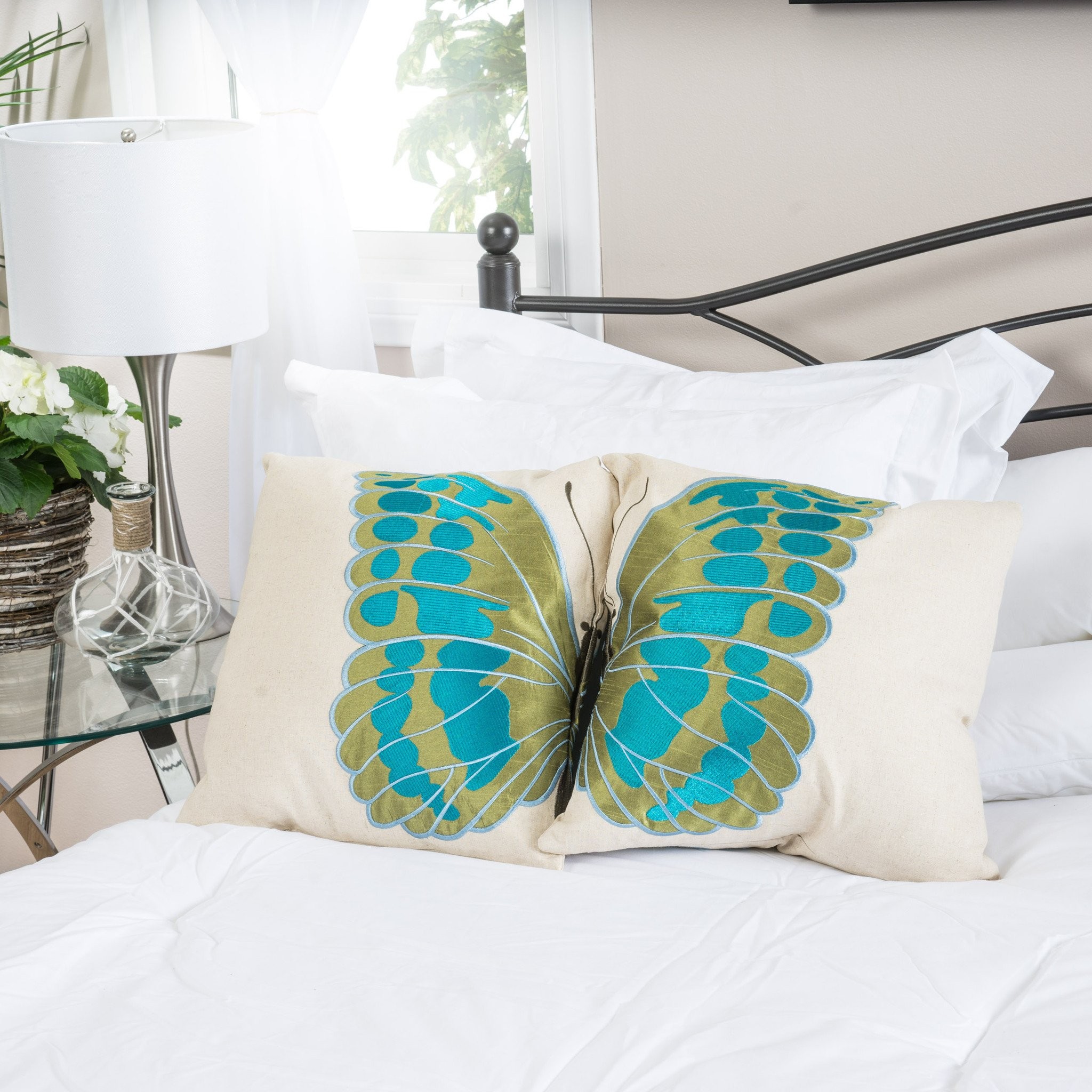 18" Embroidered Wings Throw Pillows (Set of 2)