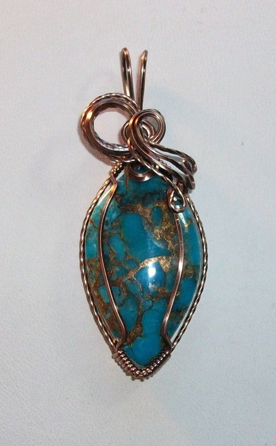 Mohave Turquoise with Infused Bronze Pendant by Jo...