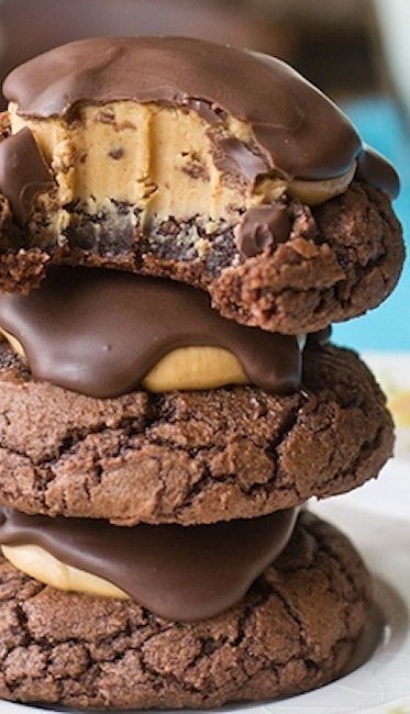 Yummm! Rich peanut butter and chocolate cookies ar...