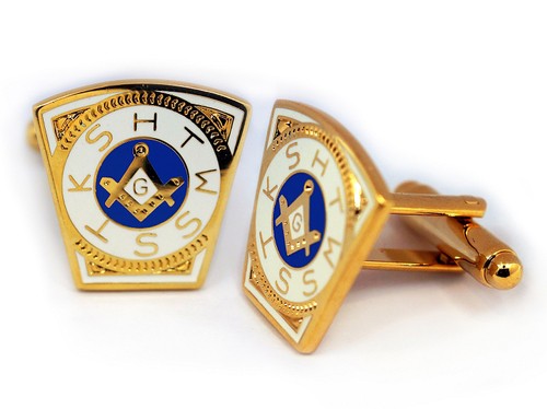 Masonic Cuff links - Gold Tone Steel Masonic Keyst...