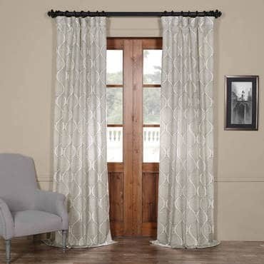 Dreamweaver Taupe Embroidered Faux Linen Curtain