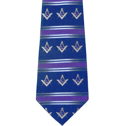 Freemason's Tie - Blue Polyester Long Necktie...