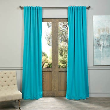 Turquoise Blue Pole Pocket Blackout Curtain