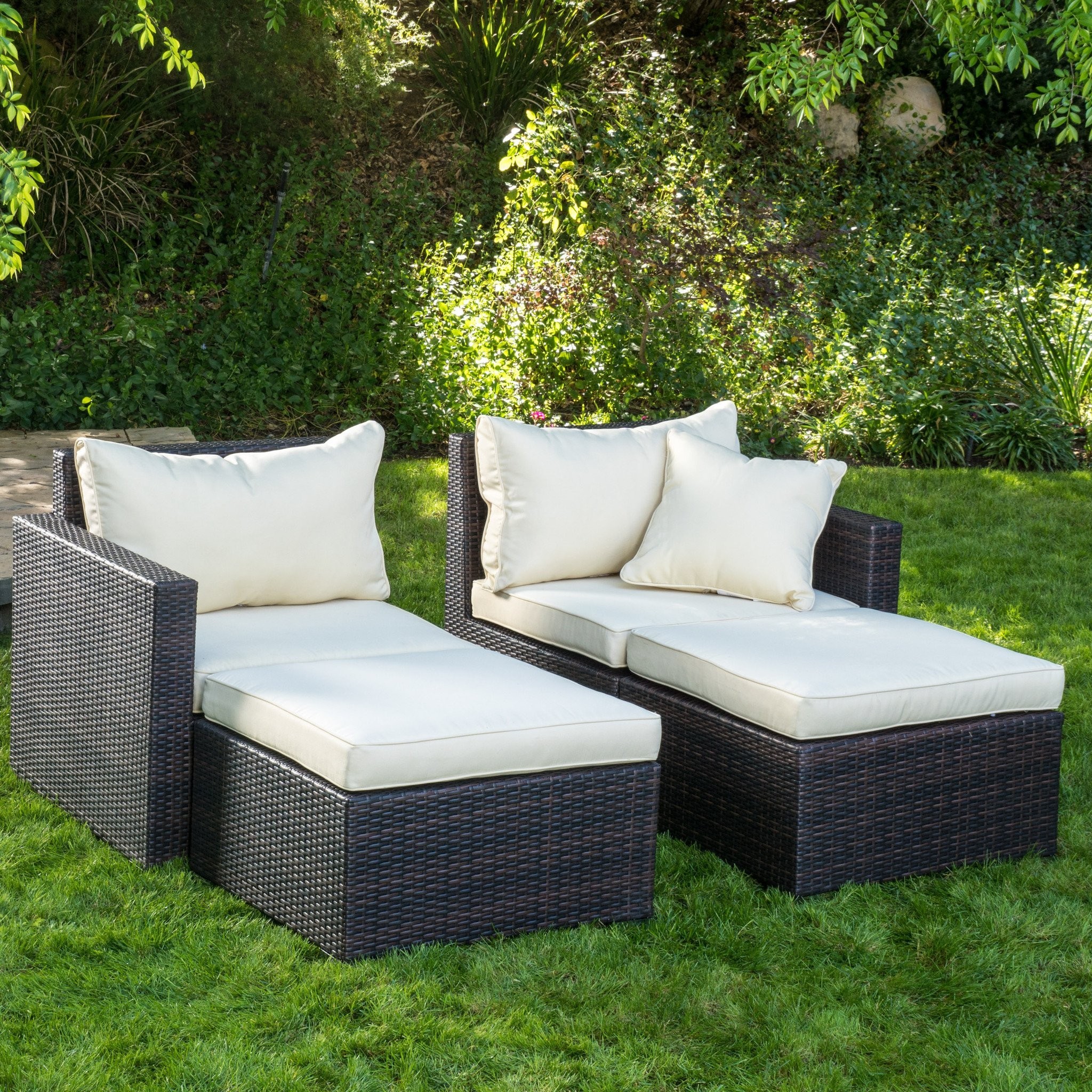 Madelyn Outdoor 4pc Brown Wicker Chaise Sectional...
