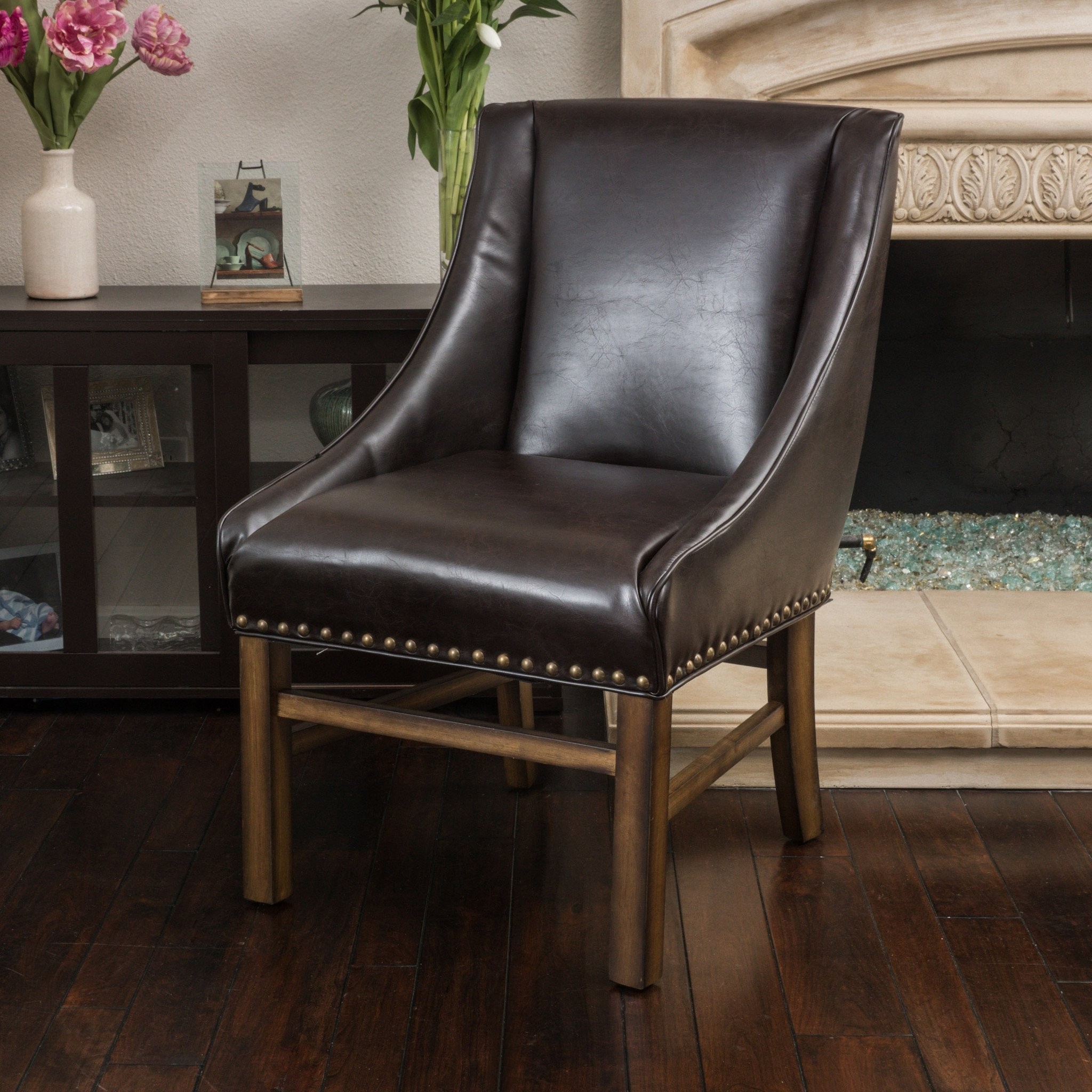 Calera Brown Leather Dining Chair