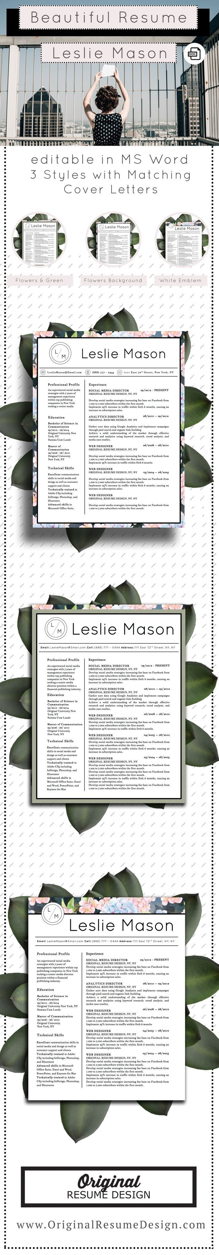 Beautiful resume template for Microsoft Word with...