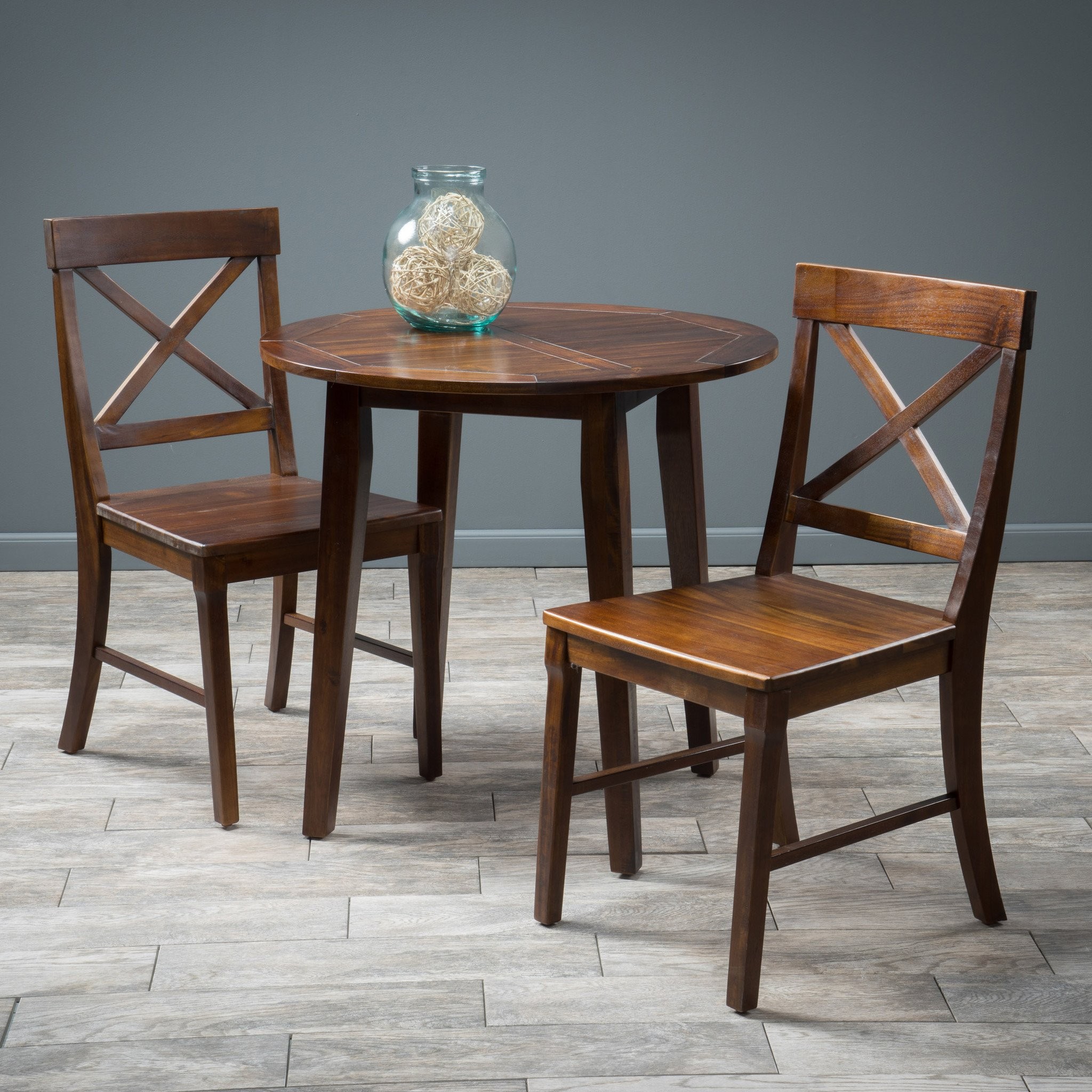 Potter 3pc Mahogany Stained Wood Round Table Dinin...