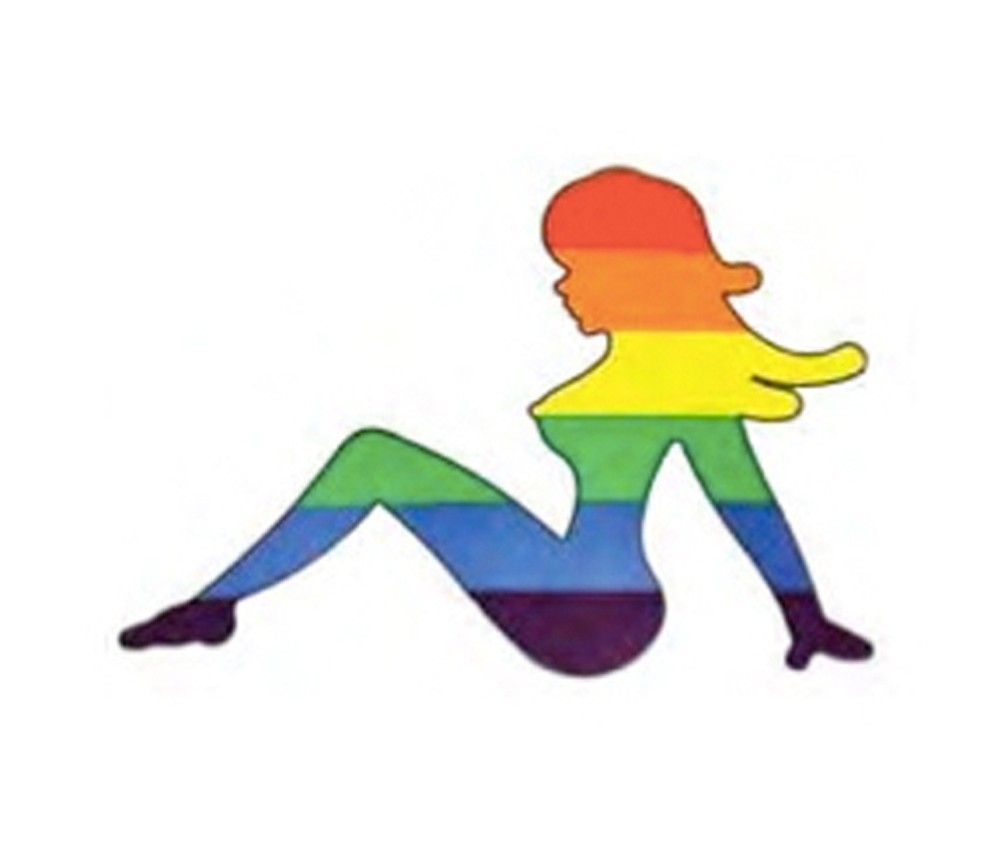 Mud Flap Hot Girl Rainbow Flag Sticker 3x4.5 inch...