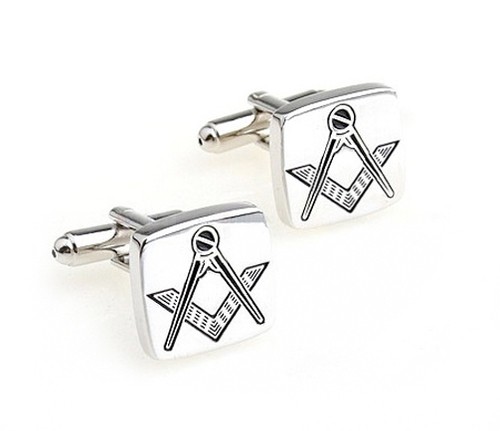 Masonic Cufflinks - Steel Square face with Etched...
