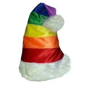 Christmas / Holiday Rainbow White Furry Santa Hat...