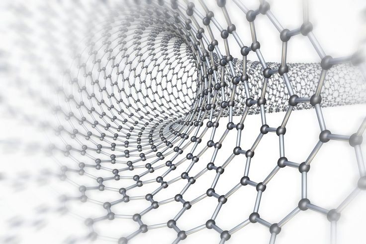 Buckytube. Computer artwork of a bent carbon nanot...