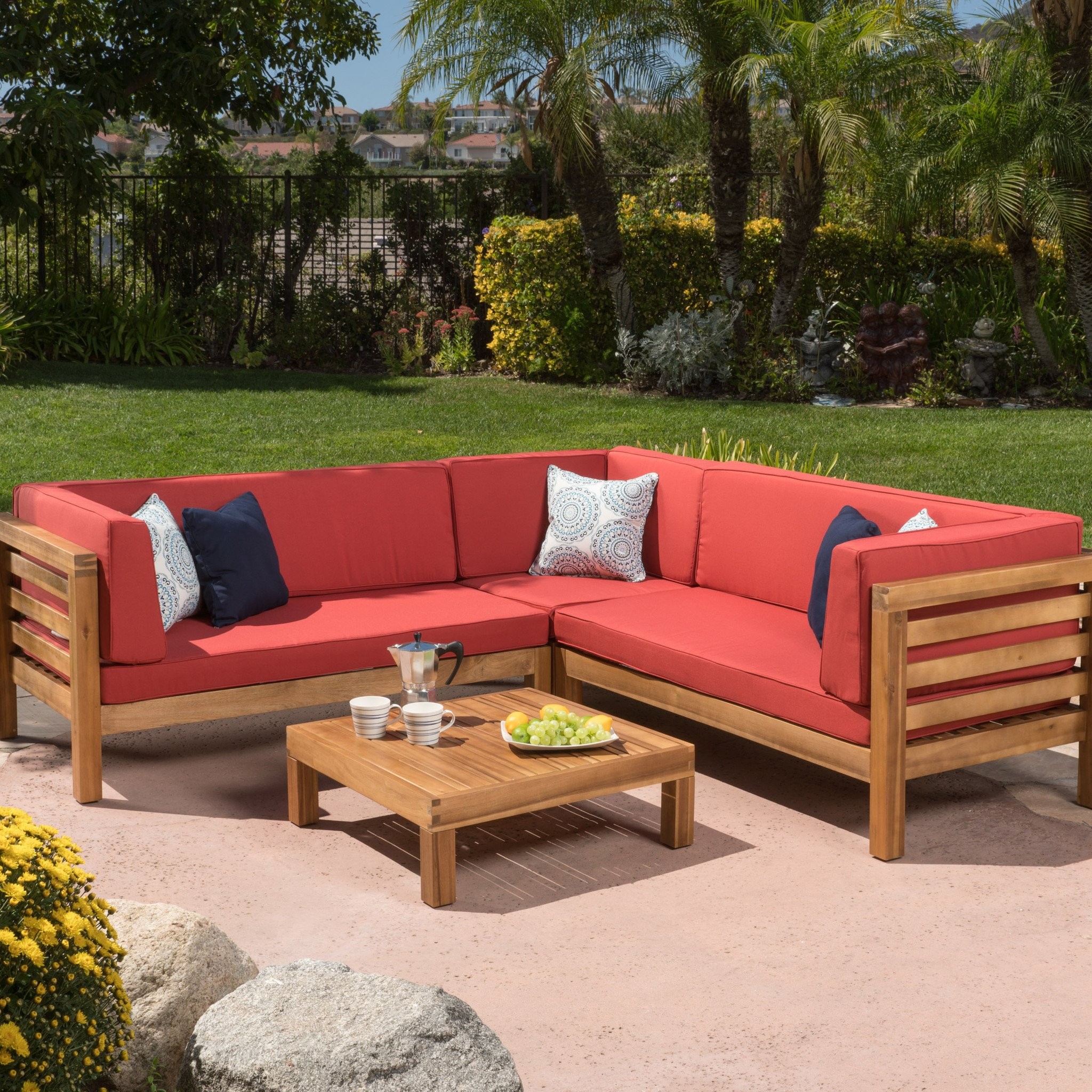 Ravello 4pc Outdoor Sectional Sofa Set w/ Cushions