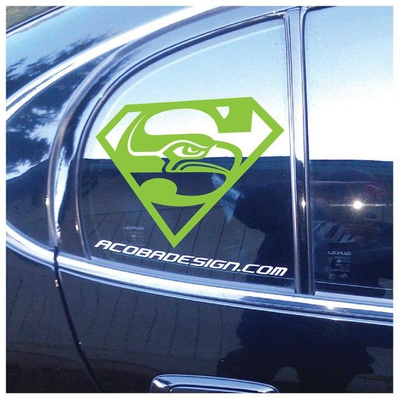 Seattle Seahawks Superman lime green car vinyl dec...