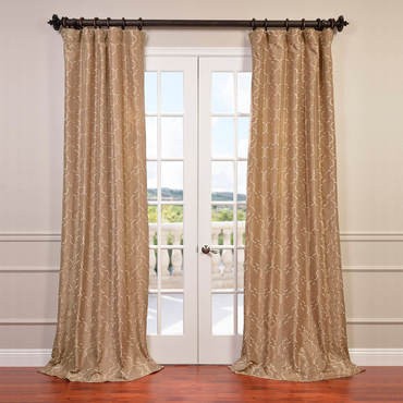 Algeirs Champagne Embroidered Faux Silk Curtain