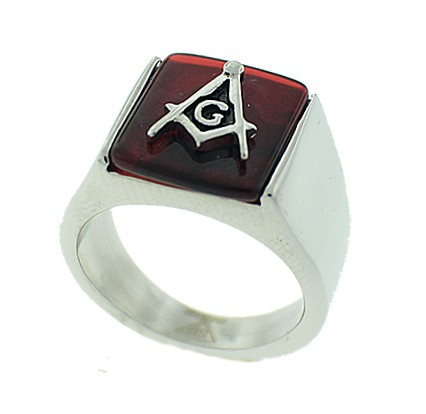 Red Lodge - Freemasons Square and Compass Ring - S...