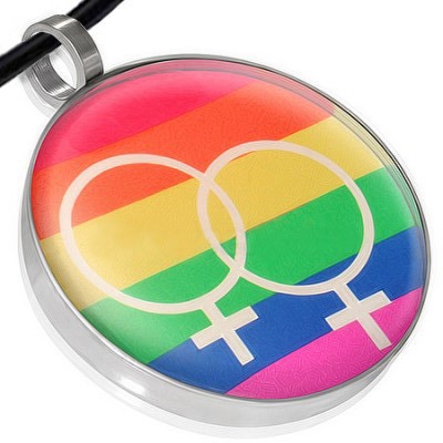 Lesbian Double Female Symbol Disc Lesbian Pendant...
