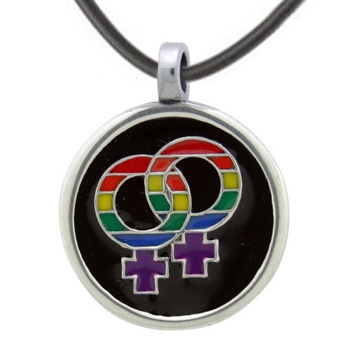Rounded Rainbow Inset Double Female Symbols Gay Pr...