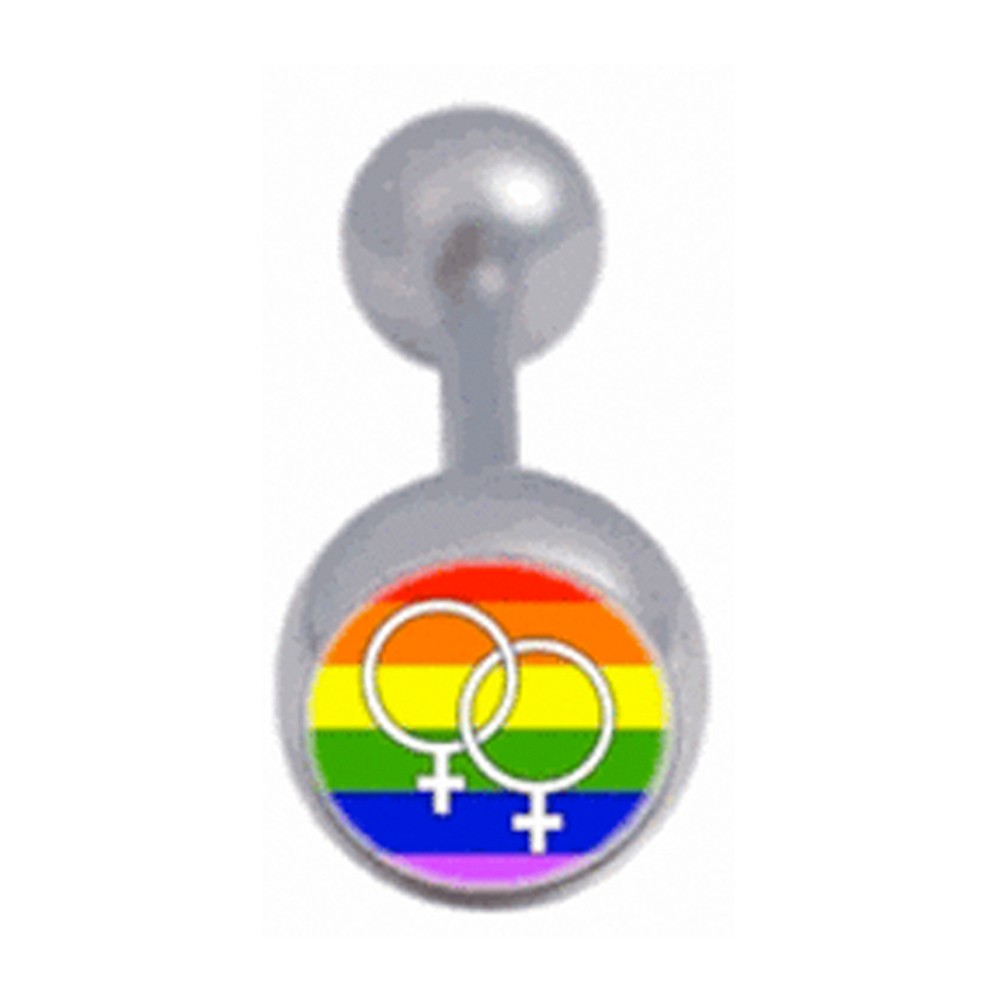 Rainbow Female Lesbian Pride Tongue Ring Barbell (...