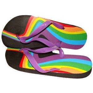 Rainbow Swirl Bottom Heel Flip Flops - Sandals w/...