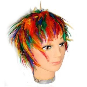 Hackle Feather Rainbow Wig - LGBT Gay and Lesbian...