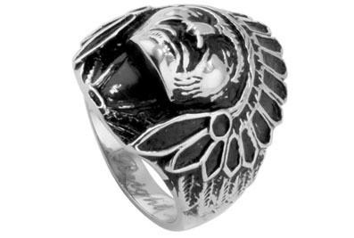 Chief Indian Biker Ring - Steel 316L Gothic Motorc...