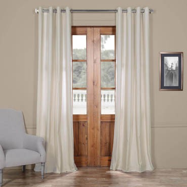 Hazelwood Beige Solid Cotton Grommet Curtain