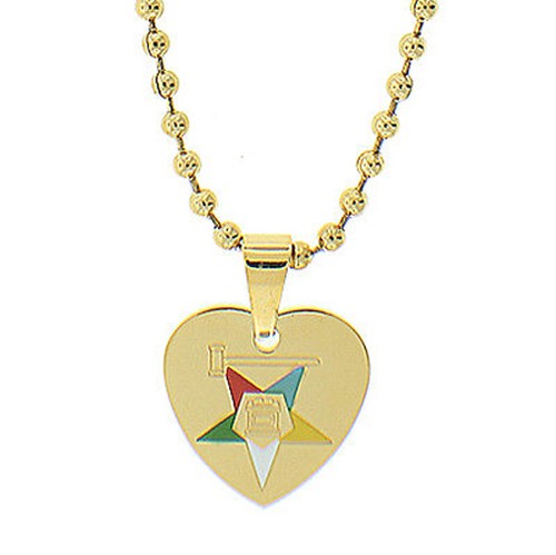 Order of the Eastern Star Heart Shaped Pendant - G...