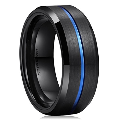 8mm - Unisex or Men's Wedding Band. Black and...